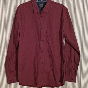 19NINETY:ONE Men's White Polka Dot Red Slim Fit DressShirt